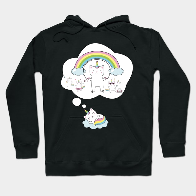 Caticorn T shirt Cat Unicorn Kittycorn Rainbow Gifts Kids Girls Women Funny Cute Tees Fitted Hoodie by RedoneDesignART